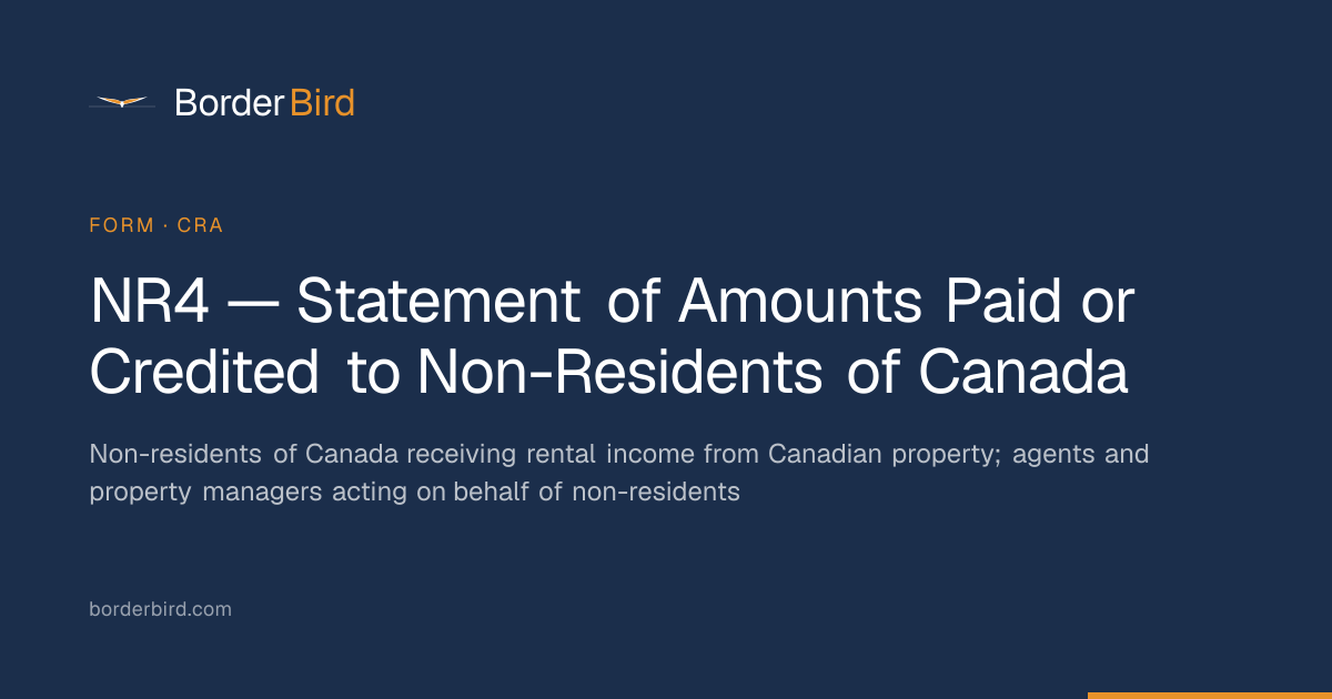 NR4 — Statement of Amounts Paid or Credited to Non-Residents of Canada ...