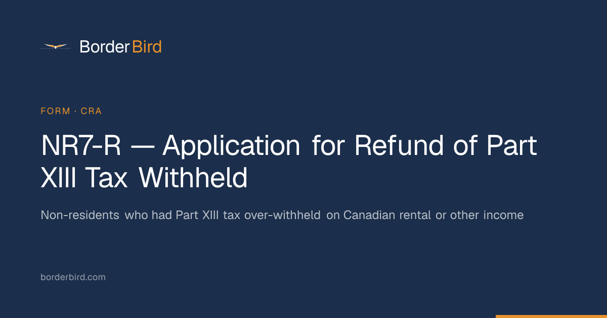 NR7-R — Application for Refund of Part XIII Tax Withheld | Canadian ...